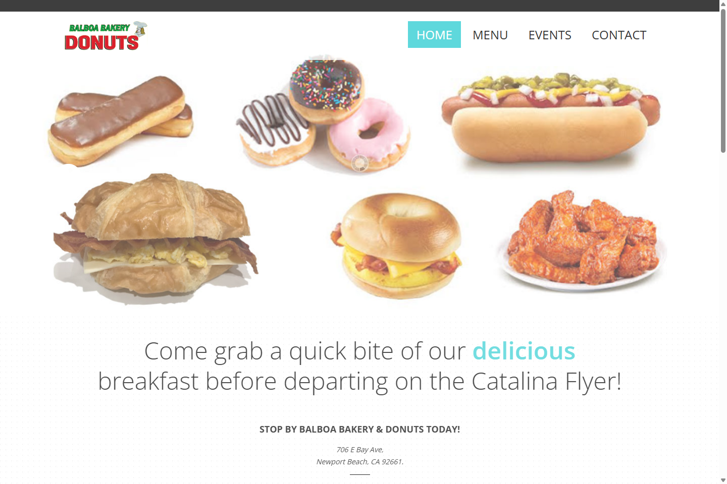 Balboa Bakery & Donuts website screenshot